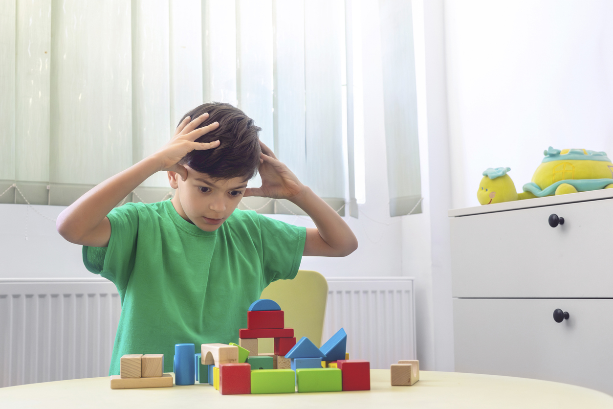 young boy having a meltdown in February.